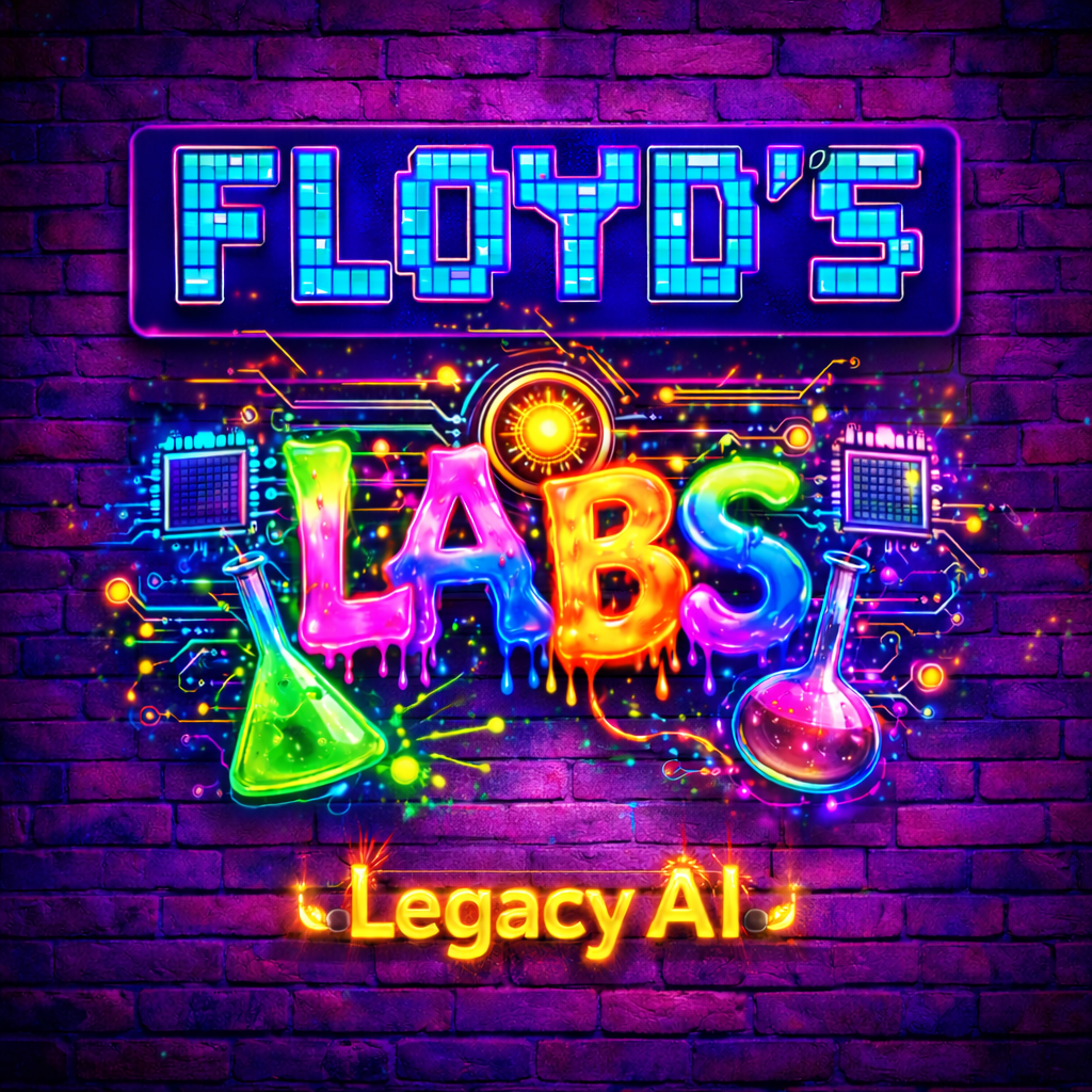 Floyd Labs — Neon cyberpunk AI lab logo